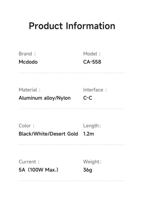 Transparente USB-C-zu-USB-C-Ladekabel mit Eisblauem Licht und 100W Leistung – Mcdodo CA-558 – Bild 16