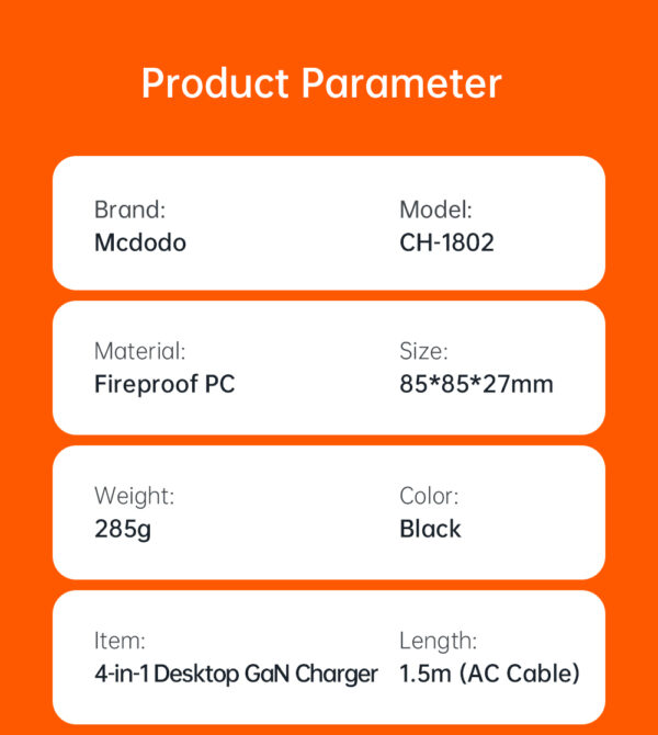 100W GaN Desktop Charging Station (4-Port) - Mcdodo CH-1802 – Bild 20