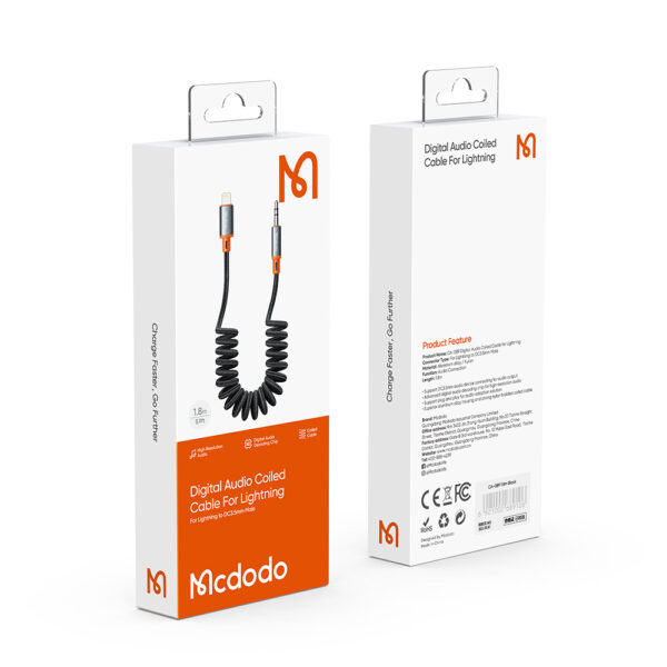 Lightning to 3.5mm Audio Coiled Cable 1.8m – Mcdodo CA-0890 – Bild 16