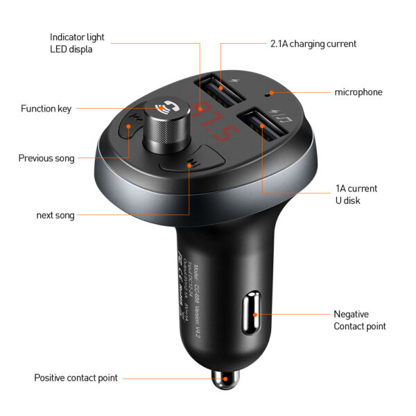 Bluetooth FM Transmitter Car Charger – Mcdodo CC-6880 – Bild 3