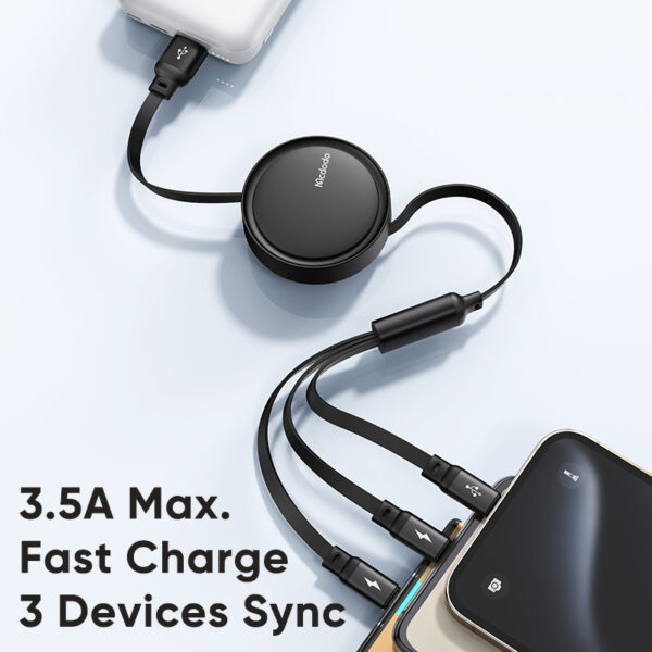 3-in-1 Retractable Charging Cable 1.2 m – Mcdodo CA-7256 – Bild 3
