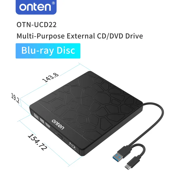 Externes Blu-ray/DVD/CD-Laufwerk – Onten OTN-UCD22 – Bild 5
