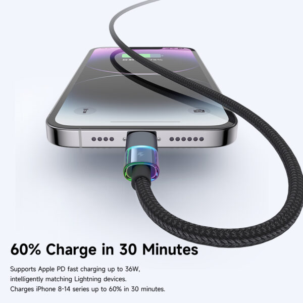 USB-C zu Lightning RGB Kabel mit 7 Farben & 36W Schnellladung – Modell CA-8190 von Mcdodo – Bild 5
