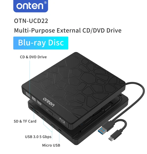 Externes Blu-ray/DVD/CD-Laufwerk – Onten OTN-UCD22 – Bild 6