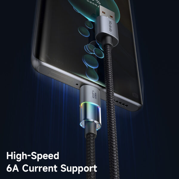 USB-A to USB-C RGB Cable with 7 Color Lights & 6A Fast Charging – Mcdodo CA-8180 – Bild 6