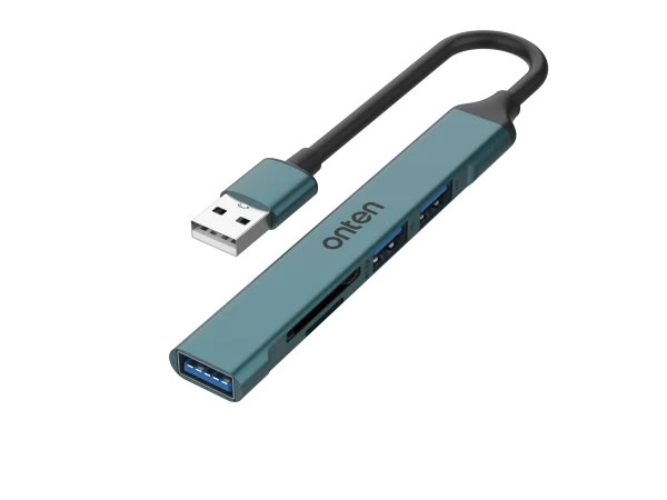 USB 2.0 Kartenleser mit 3-Port-Hub – Onten OTN-5705D