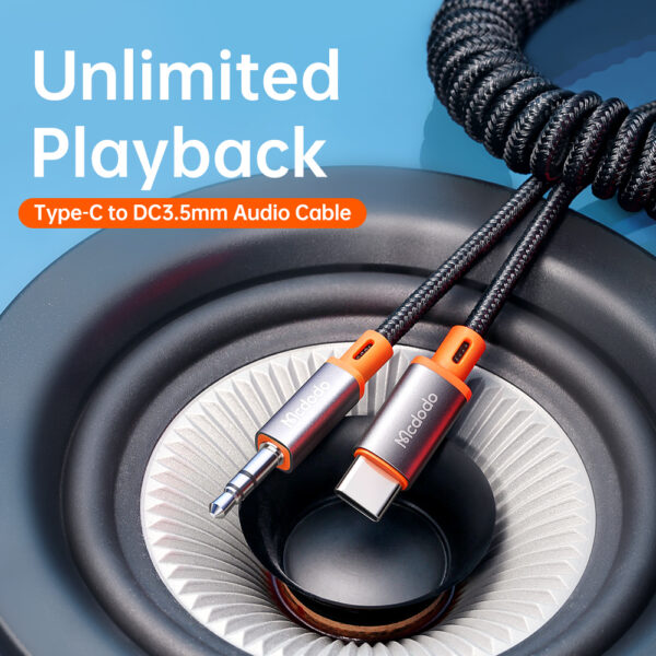 USB-C to 3.5mm Audio Coiled Cable 1.8m – Mcdodo CA-0900 – Bild 3