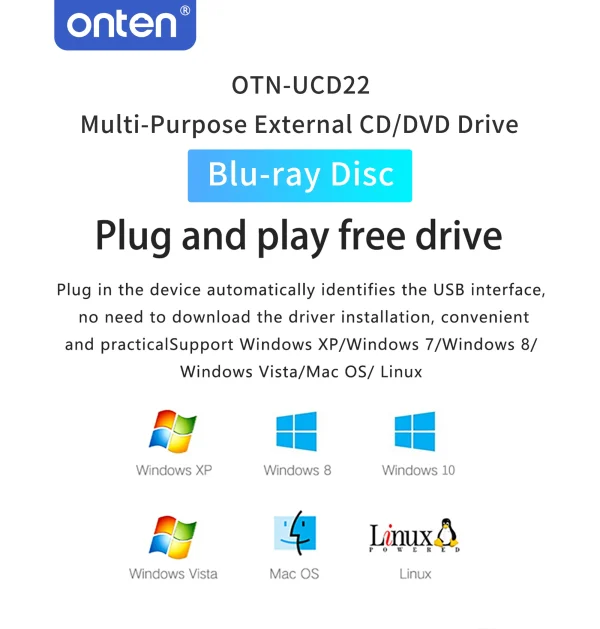 Externes Blu-ray/DVD/CD-Laufwerk – Onten OTN-UCD22 – Bild 9