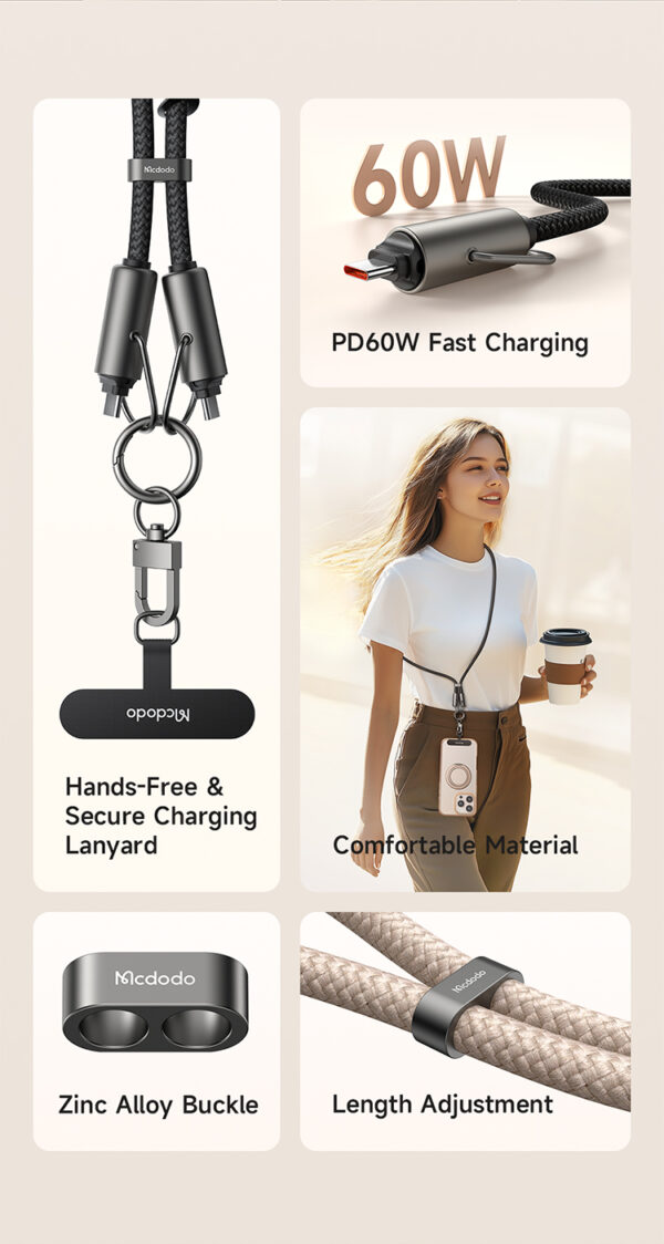 USB-C zu USB-C Lanyard Ladekabel 60W 1,2 m – Mcdodo CA-683 – Bild 13