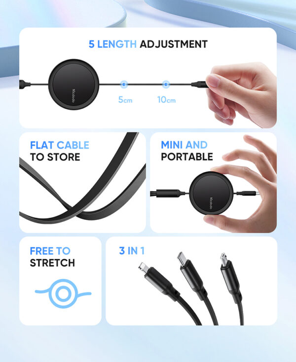 3-in-1 Retractable Charging Cable 1.2 m – Mcdodo CA-7256 – Bild 7
