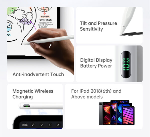 Digitaler Stylus-Stift mit Displayanzeige – für iPad – mit magnetischem Ladekabel – Mcdodo PN-8922 – Bild 9