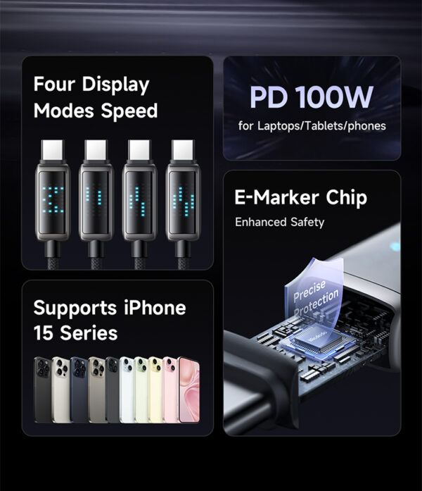 Transparent USB-C to USB-C Charging Cable 100W – Mcdodo CA-4250 – Bild 8