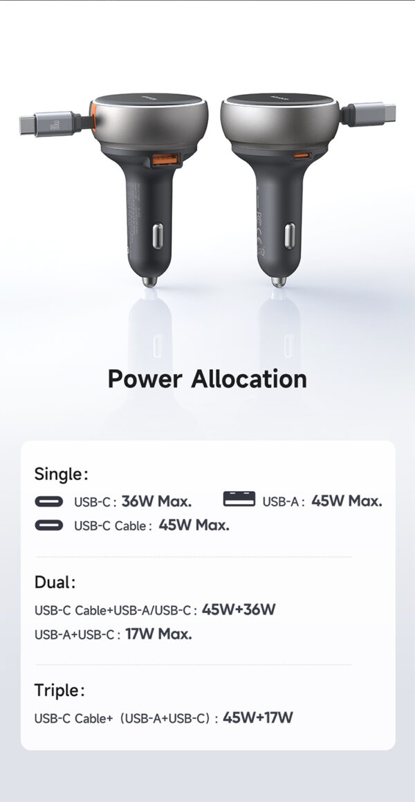80W Car Charger with Built-in Retractable USB-C Cable - Mcdodo CC-4850 – Bild 11