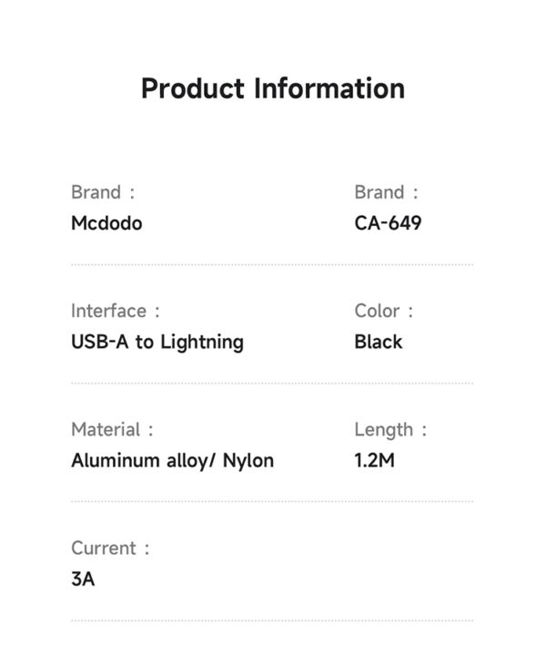 USB-A-zu-Lightning-Ladekabel mit horizontalem LED-Display und 3A Stromstärke – Mcdodo CA-6490 – Bild 14