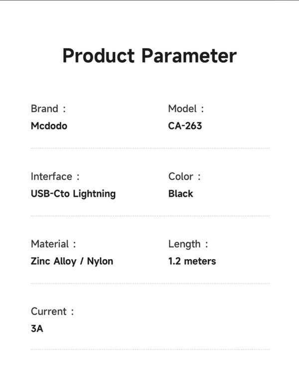 USB-C to Lightning Charging Cable with Ice Blue Light, 36W Power, 1.2m Length – Mcdodo CA-2630 – Bild 12