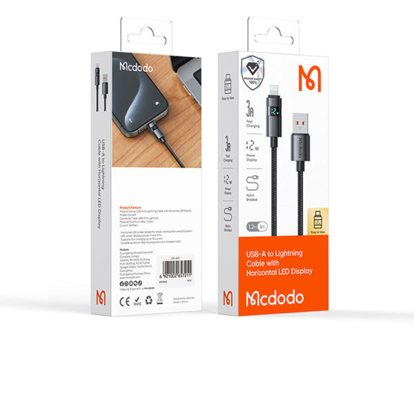USB-A-zu-Lightning-Ladekabel mit horizontalem LED-Display und 3A Stromstärke – Mcdodo CA-6490 – Bild 13
