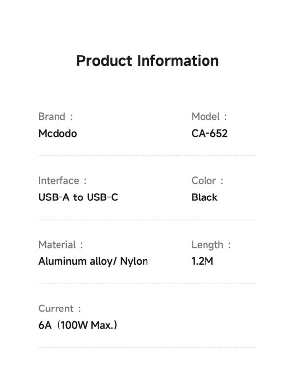 USB-A-zu-USB-C-Kabel mit horizontalem LED-Display, 6A Schnellladung, Mcdodo CA-6520 – Bild 16