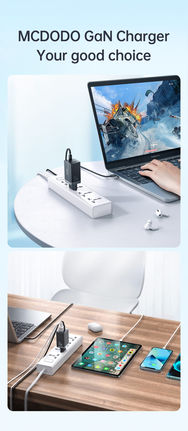 GaN Mini Schnellladegerät 70W, 3-Port (2x USB-C, 1x USB-A), Mcdodo CH-1541 – Bild 13