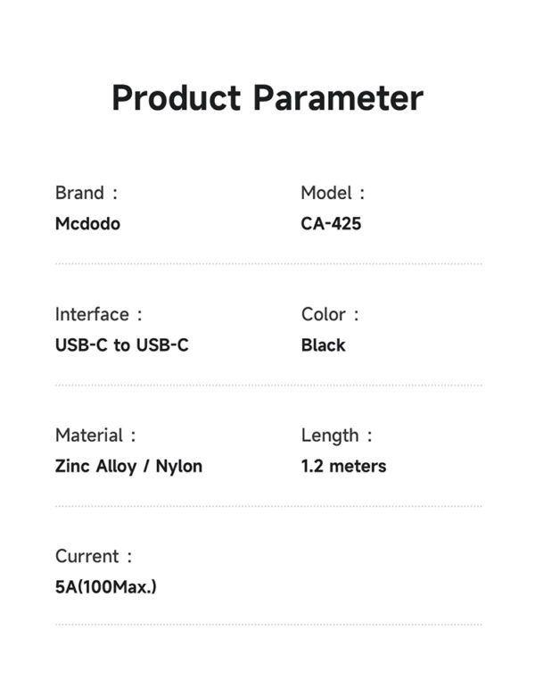 Transparent USB-C to USB-C Charging Cable 100W – Mcdodo CA-4250 – Bild 16