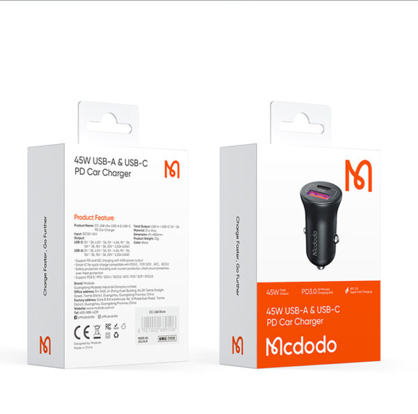 45W PD + 5A Fast Car Charger with USB-A & USB-C - Mcdodo CC-2680 – Bild 15
