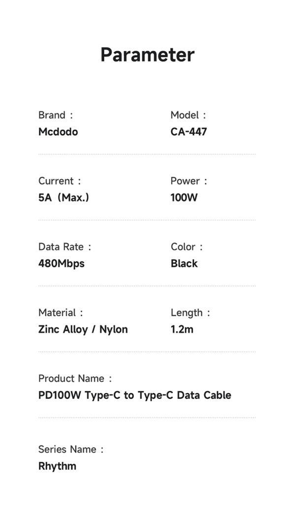 USB-C to USB-C Charging Cable with LED Display, 100W, 1.2m, 5A – Mcdodo CA-4470 – Bild 16