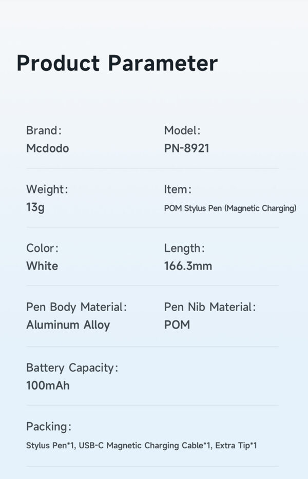 Stylus Pen mit Magnetladekabel – Mcdodo PN-8921 – Bild 18