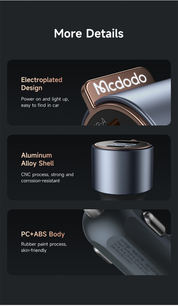 75W Digital Display Car Charger – Mcdodo CC-3690 – Bild 17