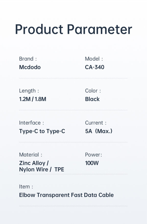 USB-C auf USB-C Schnellladekabel mit 90°-Design 1.2M – Mcdodo CA-3400 – Bild 20
