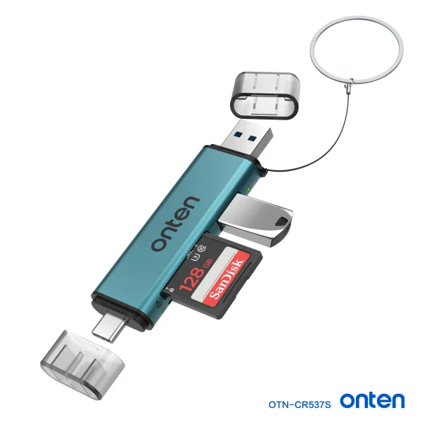 Dual USB-C & USB-A Card Reader with SD/TF Support and USB 3.0 Hub - Onten CR537S – Bild 2