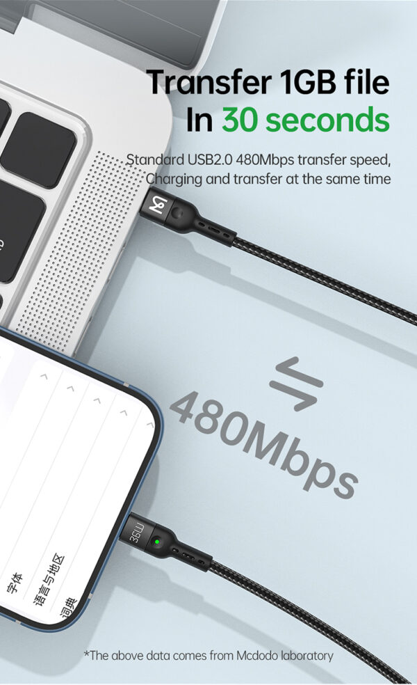Spiralkabel USB-C auf Lightning 1,8 m - Mcdodo CA-1960 – Bild 8