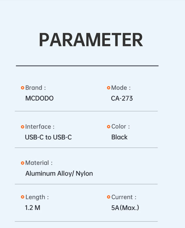 USB-C to USB-C Cable – 1.2m 100W - Mcdodo CA-2730 – Bild 12