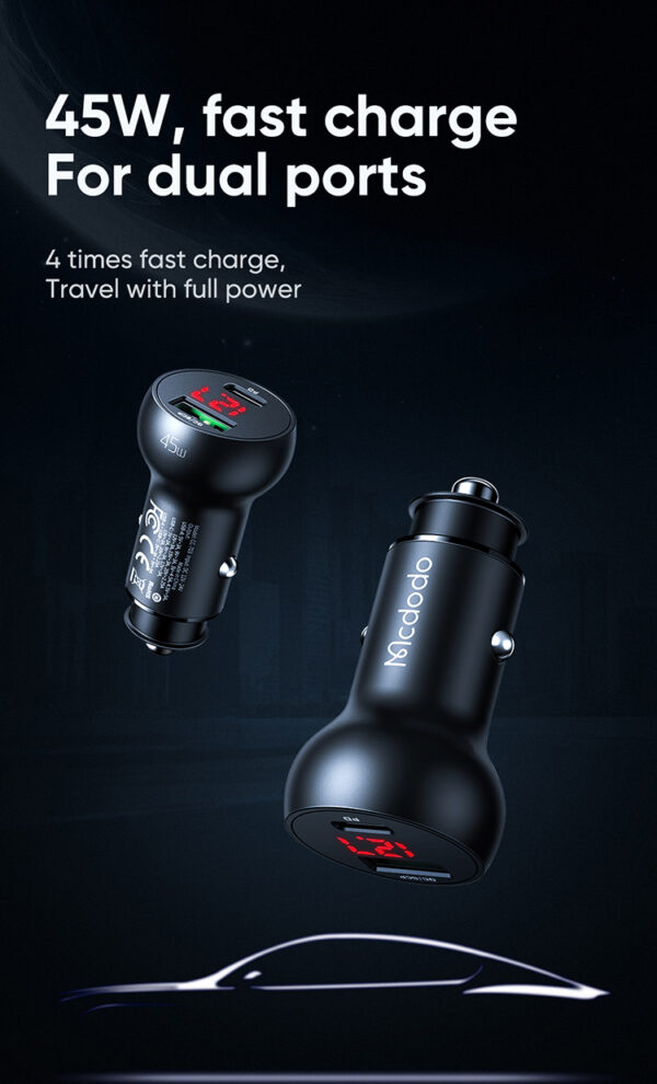 45W Digital Display Dual Car Charger – Mcdodo CC-7030 – Bild 6