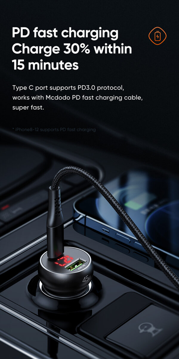 45W Digital Display Dual Car Charger – Mcdodo CC-7030 – Bild 12