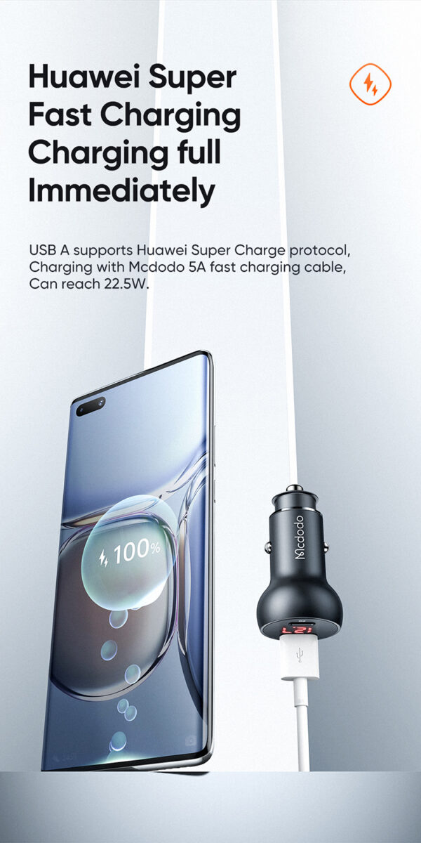 45W Digital Display Dual Car Charger – Mcdodo CC-7030 – Bild 7
