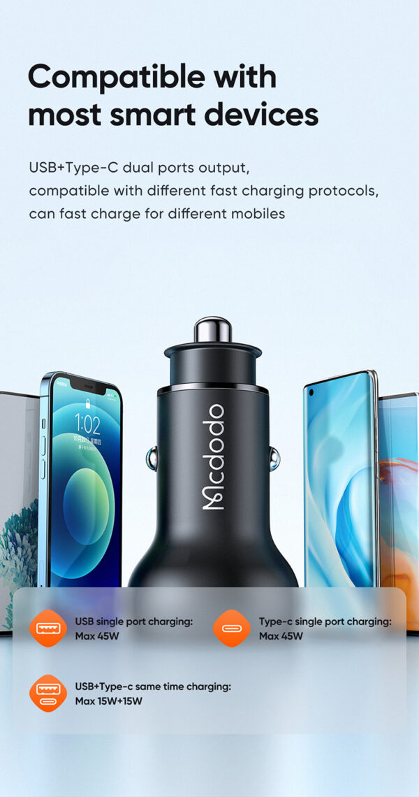 45W Digital Display Dual Car Charger – Mcdodo CC-7030 – Bild 3
