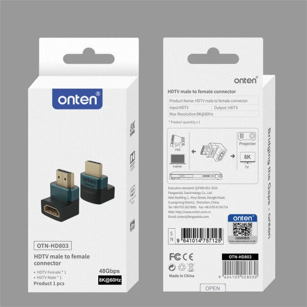 HDMI-Winkeladapter (Stecker zu Buchse, 90° nach unten) – Onten OTN-HD803 – Bild 2