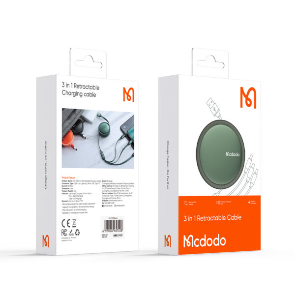 3-in-1 Retractable Charging Cable 1.2 m – Mcdodo CA-7256 – Bild 15