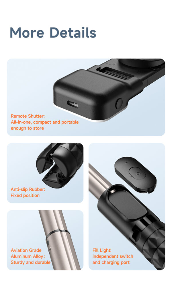 Bluetooth Selfie Stick mit Fülllicht – Mcdodo SS-1781 – Bild 14