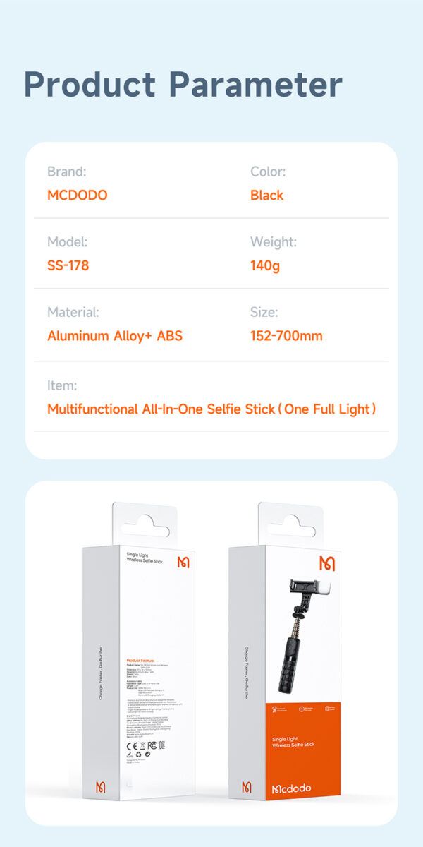 Bluetooth Selfie Stick mit Fülllicht – Mcdodo SS-1781 – Bild 19