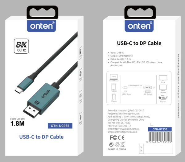 USB-C to DisplayPort Cable – Onten OTN-UC955 – Bild 2