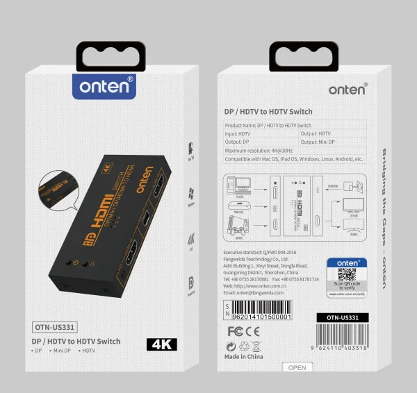 3-in-1 Mini DP / DP / HDMI zu HDMI Switch – Onten OTN-US331 – Bild 2