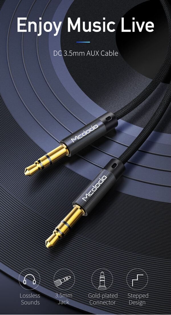 3.5mm Male-to-Male AUX Audio Cable 1.2 m - Mcdodo CA-6640 – Bild 4