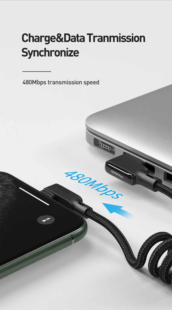 USB-A auf Lightning Spiral-Datenkabel 1,8 m - Mcdodo CA-7300 – Bild 5