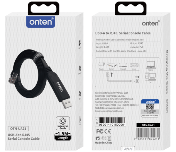 USB-A auf RJ45 Serial Console Kabel 1,5 m – Onten OTN-UA21 – Bild 2