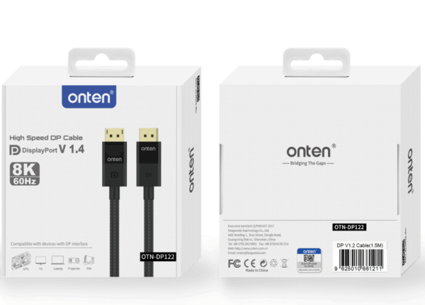 DisplayPort Cable V1.4  ,8K 60Hz – Onten Model DP122 – Bild 2