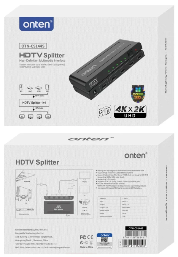 HDMI Splitter 1x4 – Onten OTN-CS144S – Bild 2