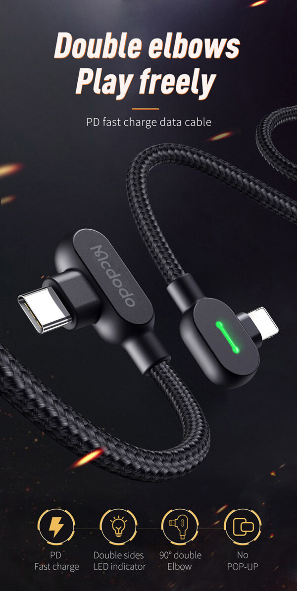 90° Type-C to Lightning PD Fast Charging Cable 1.8m, 36W – Mcdodo CA-7371 – Bild 5