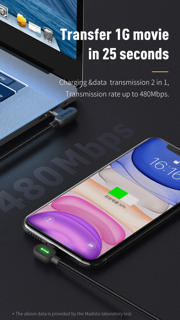 90° Type-C to Lightning PD Fast Charging Cable 1.8m, 36W – Mcdodo CA-7371 – Bild 10
