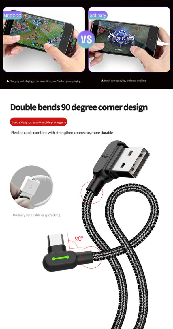 USB-A auf Type-C 90° Schnellladekabel 1,8 m – Mcdodo CA-5282 – Bild 5