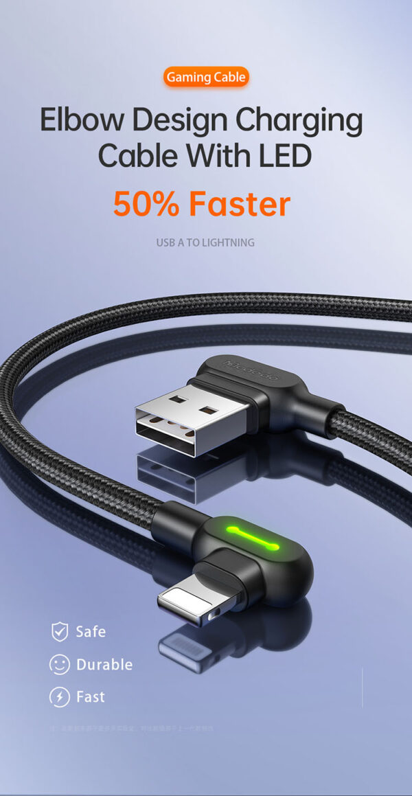 90° Elbow Lightning Cable with LED 1.8m – Mcdodo CA-4673 – Bild 9
